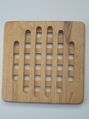 2/$15 Wooden Trivet Waffle Grid Pattern Hand Crafted